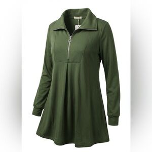 Timeson Forest Green Women's Zip-Up Collar Blouse
Long sleeve 
Sz Small
NWT